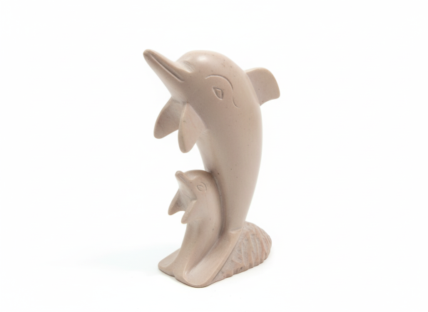 Hand Carved Orange Dolphin